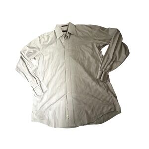 Kirkland Signature Mens Non Iron‎ Striped Dress Shirt Size 16 35 Blue Orange